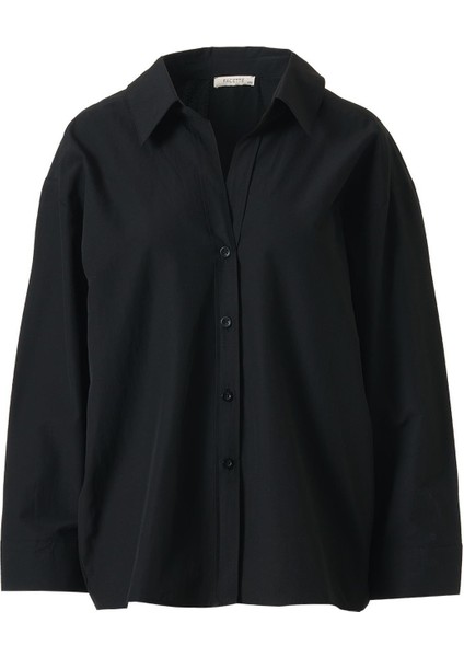 Oversize Poplin Gömlek Siyah