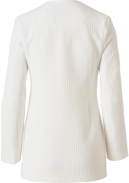 Dokulu Blazer Etek Takım Beyaz