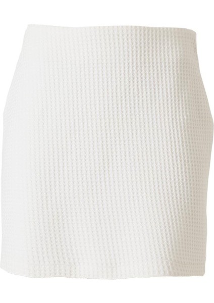 Dokulu Blazer Etek Takım Beyaz