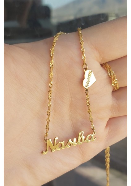 925 Ayar Gümüş 24 Ayar Altın Kaplama Kalpli Isimli Kolye