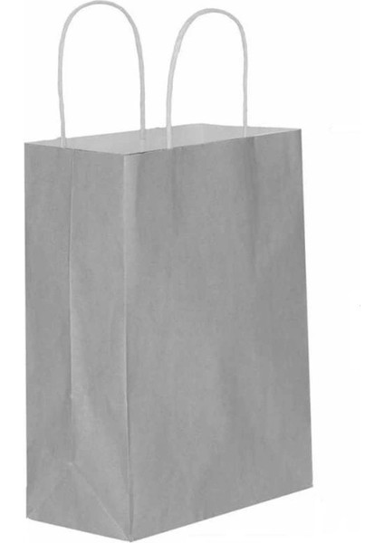 Gümüş Kraft Çanta Küçük Boy 18X8X24 cm 25 Adet fiyatları