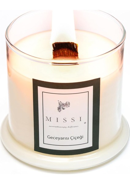 Büyük Üfleme Cam Ahşap Fitilli Geceyarısı Çiçeği Vegan Mum (380 Gr) fiyatları