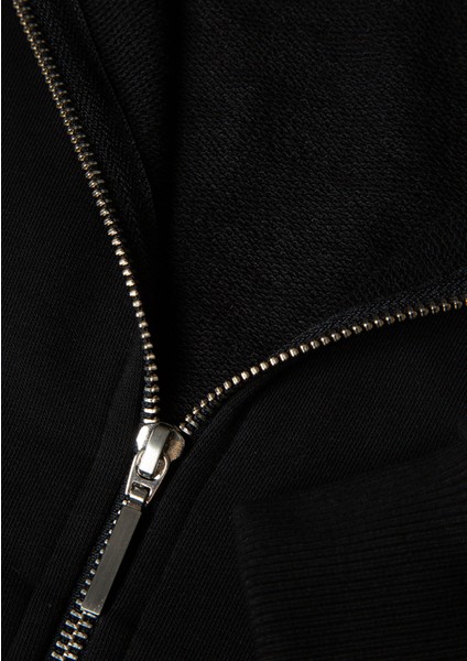 Biye Detaylı Fermuarlı Siyah Sweatshirt 1S10365-900
