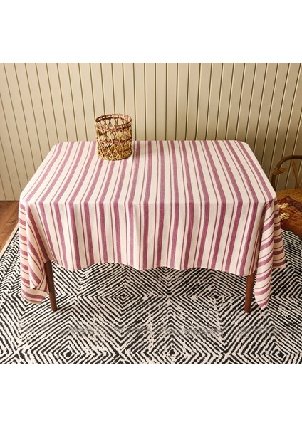 Soft Alno Masa Örtüsü - Ekru / Mürdüm - 140X200 cm