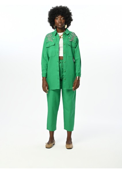 Robası Taş Işlemeli Gabardin Pamuk Ceket modelleri