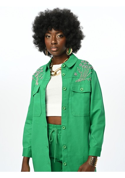 Robası Taş Işlemeli Gabardin Pamuk Ceket fırsatları