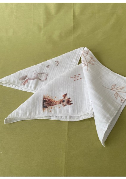 3' Lü Set Desenli Müslin Bebek Ağız Mendili %100 Pamuk 20 x 20 cm