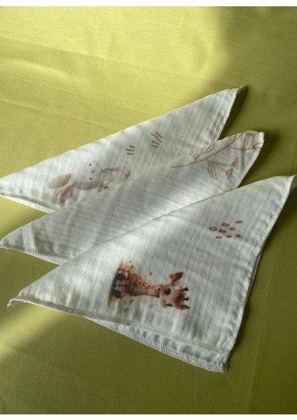 3' Lü Set Desenli Müslin Bebek Ağız Mendili %100 Pamuk 20 x 20 cm fiyatları