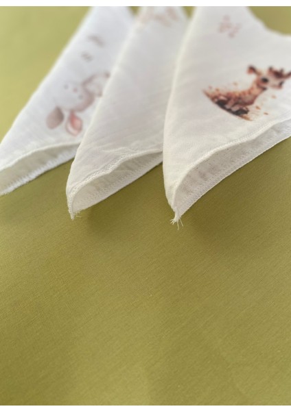 3' Lü Set Desenli Müslin Bebek Ağız Mendili %100 Pamuk 20 x 20 cm modelleri