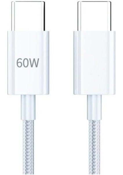 Pdateknoloji 60W Type-C To Type-C Hızlı Şarj ve Data Kablosu 1m Beyaz AZ-B06AB
