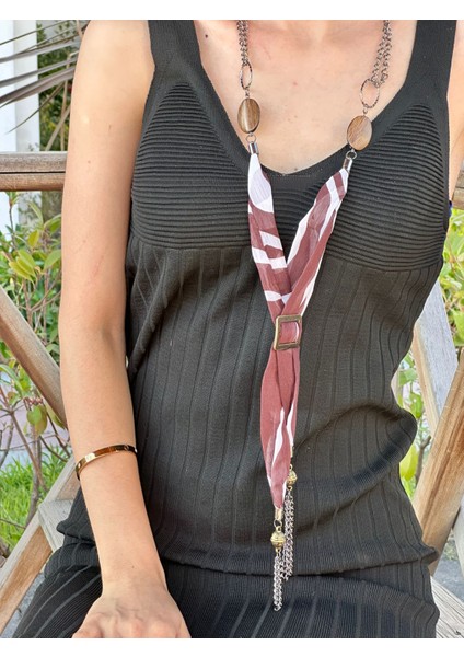 Desenli Kravat Zincirli Kadın Kolye 45 cm fiyatları