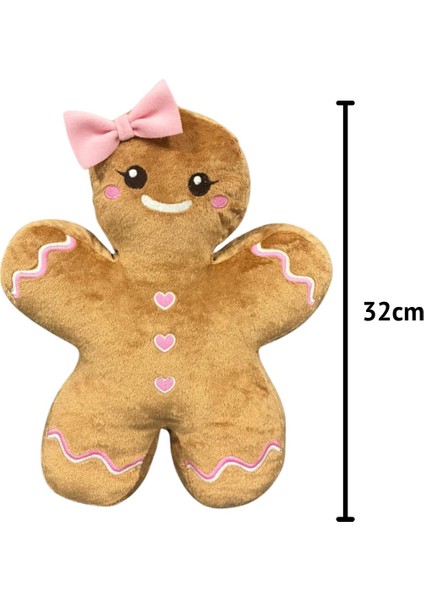 Kurabiye Kız Peluş Yastık, Uyku Arkadaşı Peluş, Yılbaşı Tay Tüyü Kumaş Kurabiye Adam 32 cm modelleri