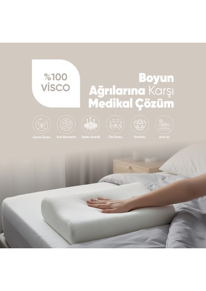 Çift Taraflı Visko Boyun Destek Yastığı - Ortopedik Anti Stres Visco Yastık - Süper Soft fiyatları