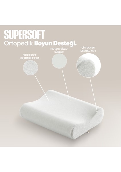 Çift Taraflı Visko Boyun Destek Yastığı - Ortopedik Anti Stres Visco Yastık - Süper Soft indirimleri