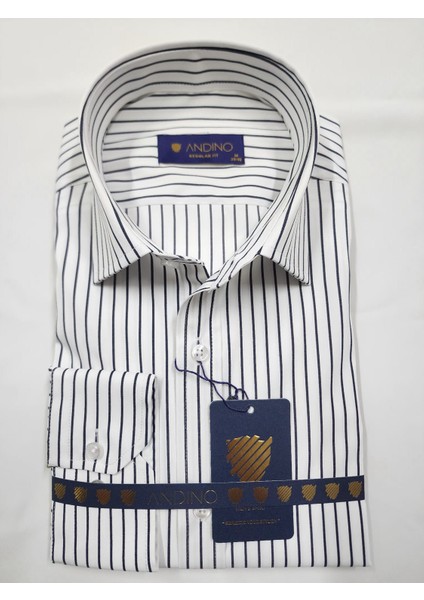 Regularfit Siyah Çizgili Erkek Gömlek Likralı Esnek Kumaş Yaka Alttan Düğmeli AR0720711-03 fiyatları