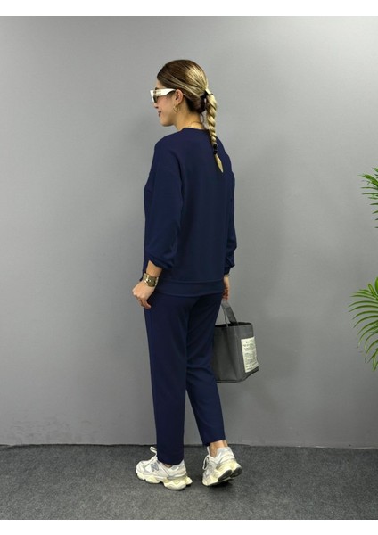 Kadın Uzun Kollu Bisiklet Yaka Viskon Iki Iplik Bluz ve Pantolon Ikili Takım modelleri