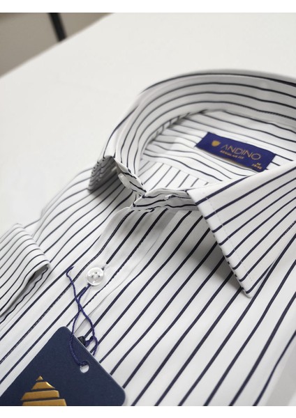 Regularfit Siyah Çizgili Erkek Gömlek Likralı Esnek Kumaş Yaka Alttan Düğmeli AR0720711-03 modelleri