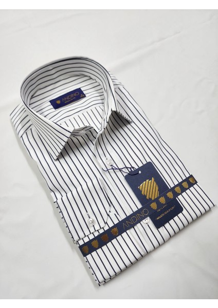 Regularfit Siyah Çizgili Erkek Gömlek Likralı Esnek Kumaş Yaka Alttan Düğmeli AR0720711-03 fırsatları