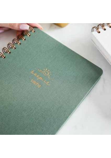 A5 Spiralli Sert Kapak Çizgili Tarihsiz Not Defteri Yeşil modelleri