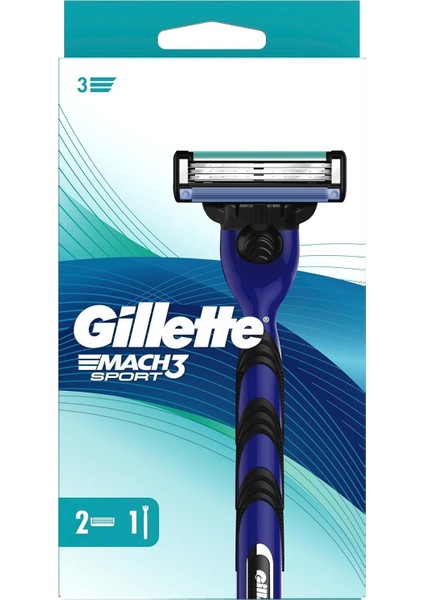 Gillette Mach3 Sport Tıraş Makinesi + 2 Adet Yedek Tıraş Bıçağı