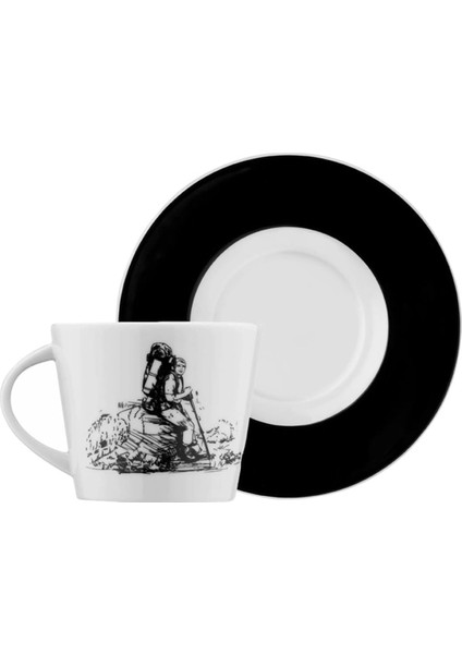 Centilmen Serisi 6 Kişilik 12 Parça Kahve Fincan Takımı Dağcı, 100 ml