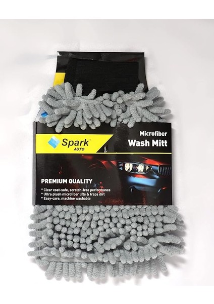 7050 Mikrofiber Şönil Oto Temizlik ve Kurulama Eldiveni 16X24 Cm. Gri