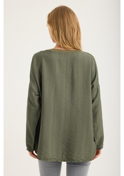 Simli V Yaka Bluz indirimleri