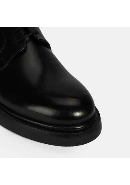 Erkek Siyah Bağcıklı Klasik Deri Ayakkabı