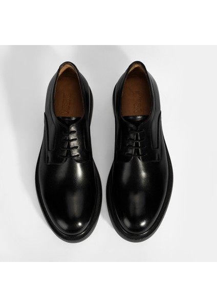 Erkek Siyah Bağcıklı Klasik Deri Ayakkabı