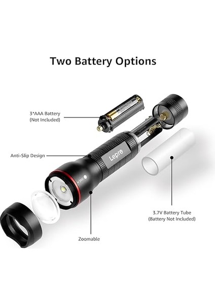 LED El Feneri LE2000 Ultra Parlak LED El Feneri 5 Modlu, Yakınlaştırılabilir Kamp El Lambası, Su Geçirmez El Feneri, Kamp, Dış Mekan, Doğa Yürüyüşü, Balık Tutma, Hediye (2'li Paket) fiyatları