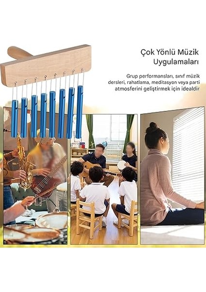 Chimes Perküsyon - 8 Sesli Ahşap Yoga Zili - Dayanıklı Alüminyum Tüp Yapılı Okul Sınıfı ve Ev Içi Kullanım Için Vuruş Çubuğu ile Başlangıç Seviye Müzik Ekipmanı fırsatları