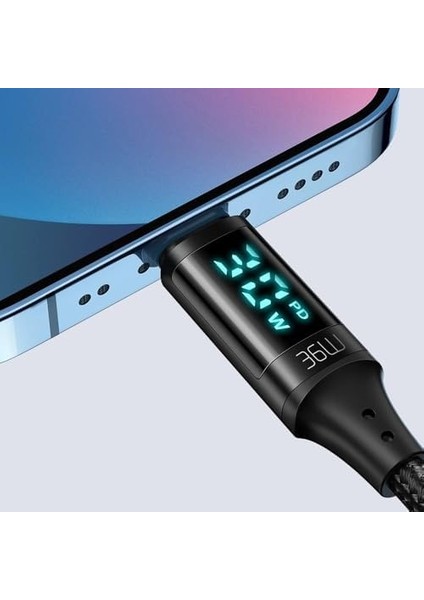 CA-1030 36W Type-C To Göstergeli -Şarj Kablosu 1.2m-Siyah fiyatları