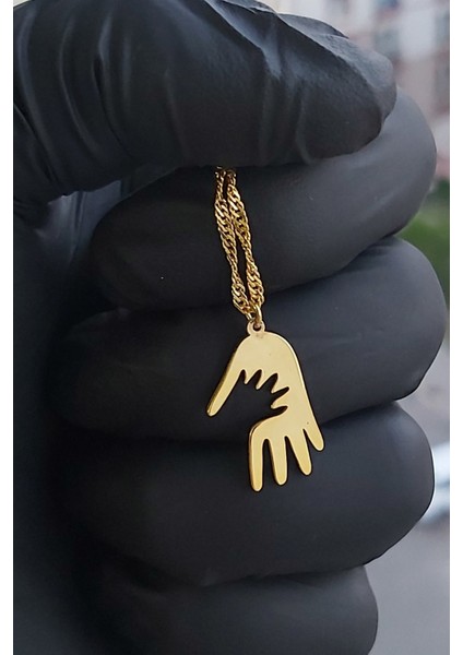 925 Ayar Gümüş 24 Ayar Altın Kaplama El Kolye