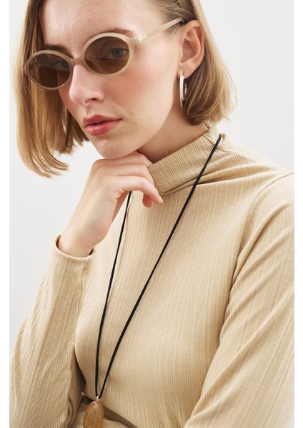 Yüksek Yaka Body Bej