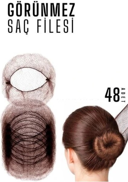 Saç Topuz Filesi Topuz Sabitleyici File Eastik Topuz Ağı Hostes Saç Filesi KAHVE 48Lİ
