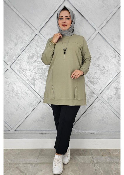 Kadın Kolye Detaylı Taşlı Tesettür Tunik modelleri