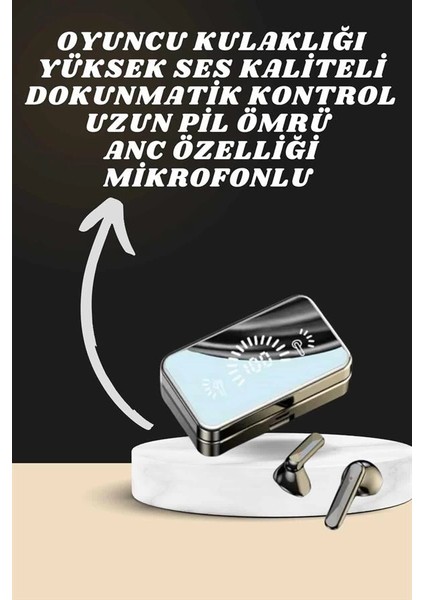 Aynalı Bluetooth Kulaklık ve 7 Kordonlu Akıllı Saat Dijital Göstergeli Uzun Pil Ömrü