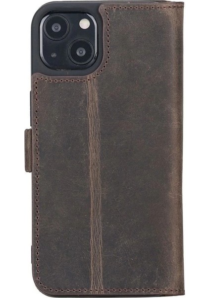 Apple iPhone 13 Uyumlu Deri Cüzdanlı Kılıf Acı Kahve modelleri