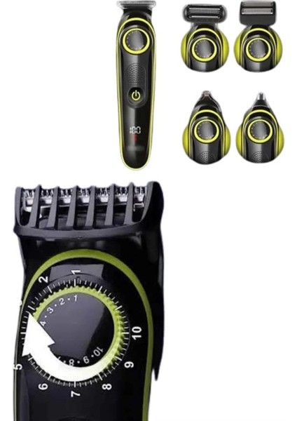 5 Başlıklı Şarjlı Tıraş Makinesi LED Ekran Saç Sakal Ense Tıraşına Uygun Bakım Seti fırsatları