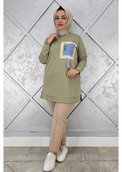 Kadın Kombinli Sallantı Aksesuar Detaylı Tesettür Tunik modelleri