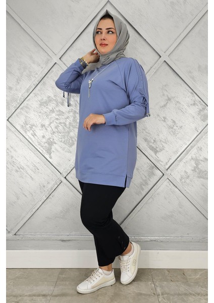 Kadın Kolu Aksesuar Detaylı Tesettür Tunik