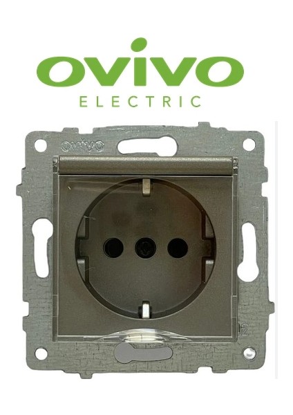 Antrasit Topraklı Kapaklı Piriz Çerçevesiz Grano - Priz ve Anahtar Için Uyumlu Çerçeve