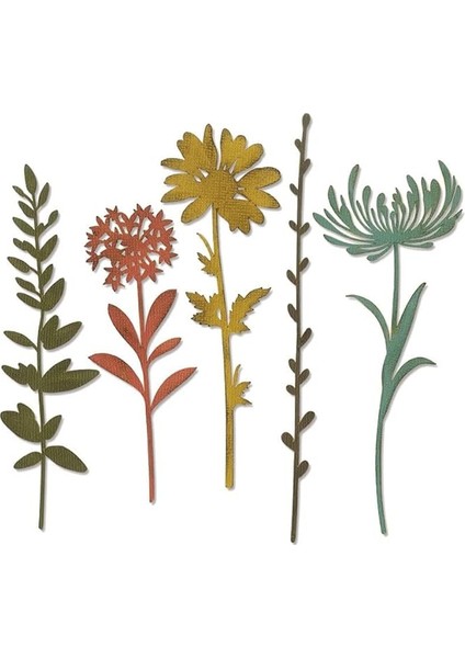 Thinlits Zımba Şablonları 5 Adet - Yaban Çiçeği Sap #1 Tim Holtz