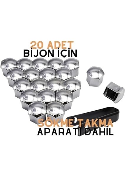 Bijon Kapagi Plastik Gri Renk Altigen 17 mm Bijon Uyumlu 20 Adet - fırsatları