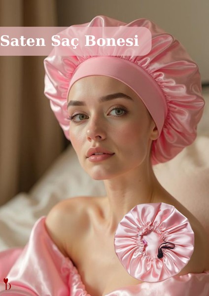 Lüks Yumuşak Saten Saç Bonesi - Bigudi & Saç Modellerinizi Gece Boyu Korur (Tiftiklenmeye Son)
