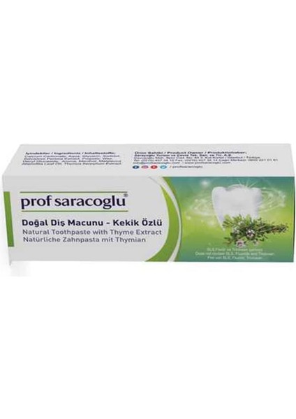 Prof Saracoglu Kekik Özlü Diş Macunu 75ML