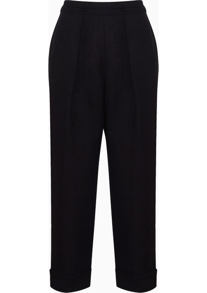 Siyah Keten Pilili Pantolon fırsatları