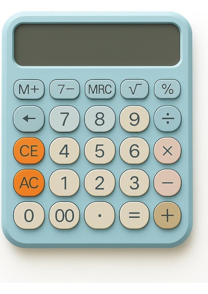 12 Haneli Renkli Hesap Makinesi Pinterest Tarzı Yuvarlak Tuşlu Beyaz Masaüstü Hesap Makinesi 4 Fonksiyonlu Pil Dahil Ofis Okul ve Ev Kullanımı Için Uygun (Mavi)