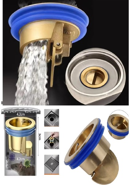 Otomatik Açılıp Kapanır Tek Yönlü Duş Valfi Gider Süzgeci Böcek Koku Önleyici Tahliye Kapağı