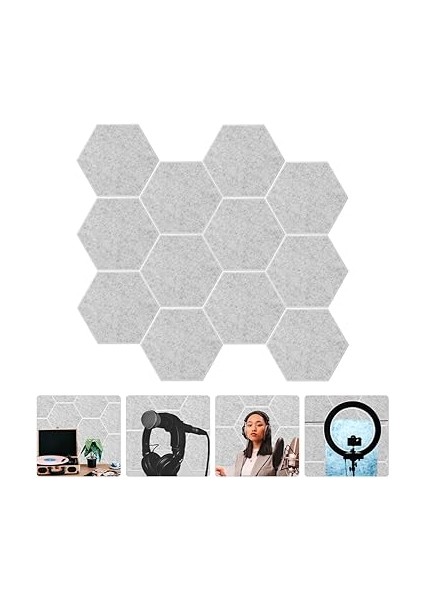 12 Adet Emici Pamuk Oda Geçirmez Duvar Öldürmek Altıgen Akustik Duvar Duvarlar Duvar Yalıtımı Emiciler Gürültü, Öldürücü Akustik Köpük Sönümleme Polyester Açık Gri fiyatları